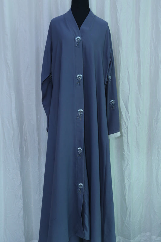 Formal Abaya - Grey and White