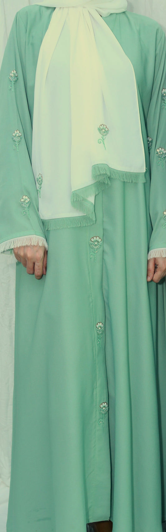 Formal Abaya - Mint and White