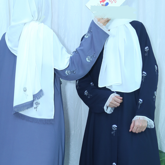Formal Abaya - Grey and White