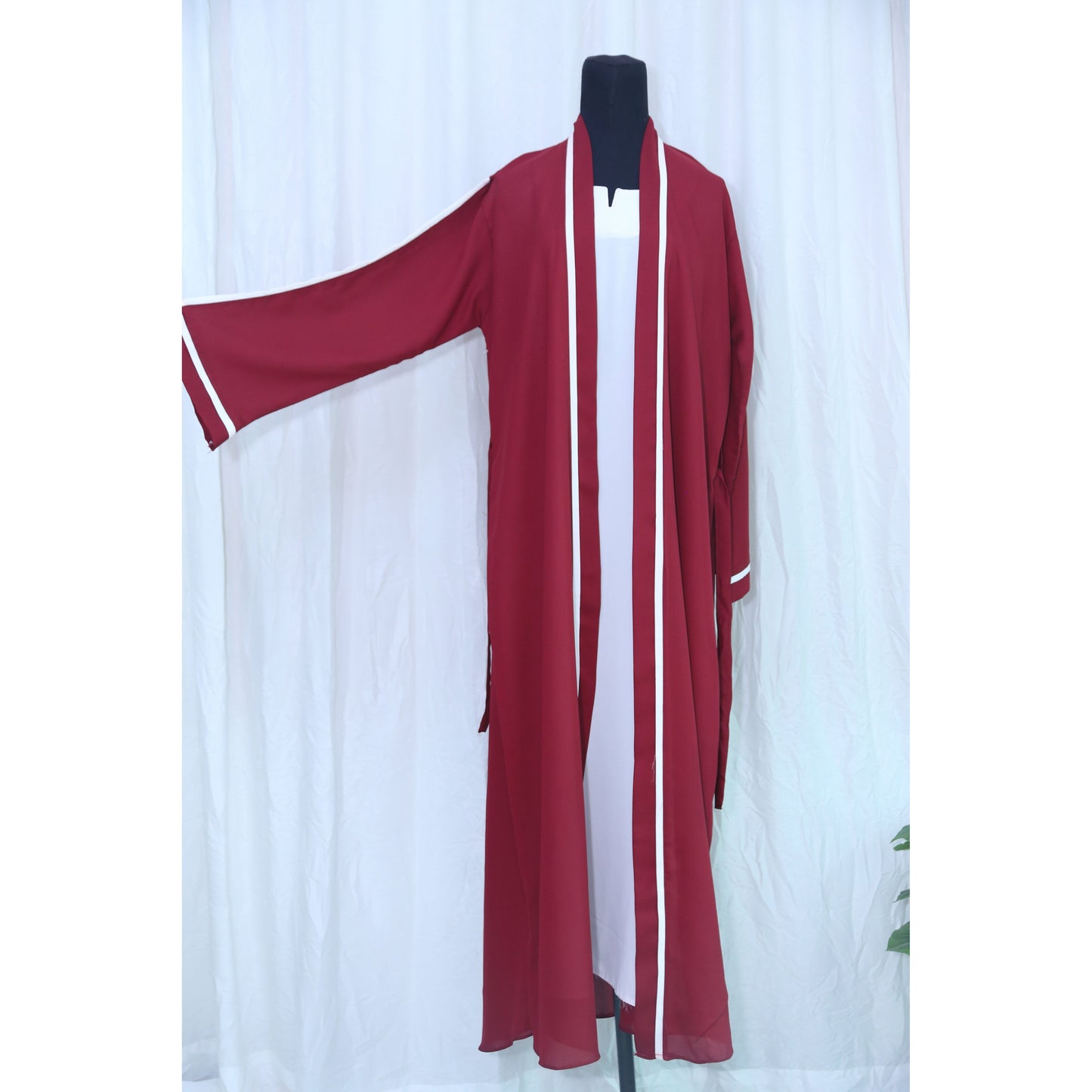 Abaya - MAROON & WHITE