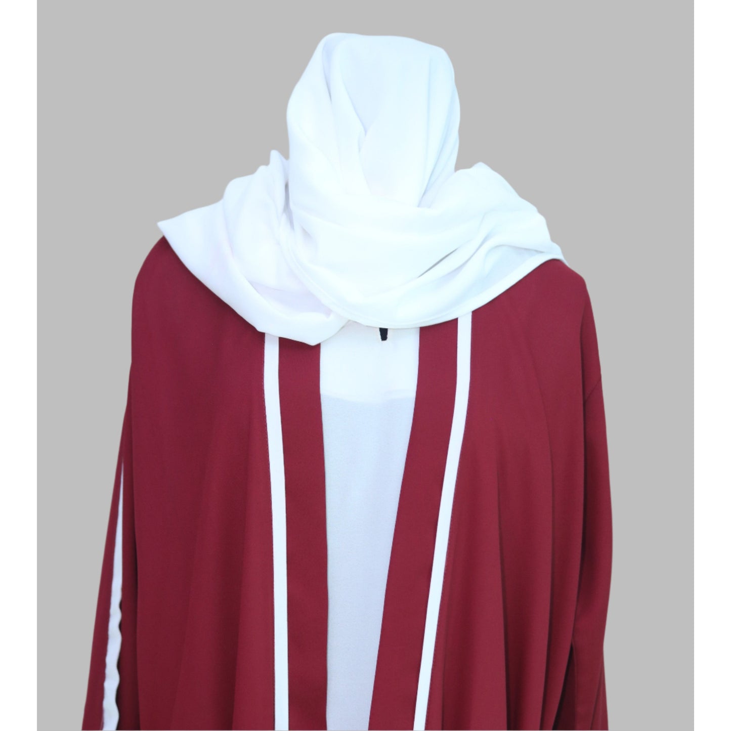 Abaya - MAROON & WHITE