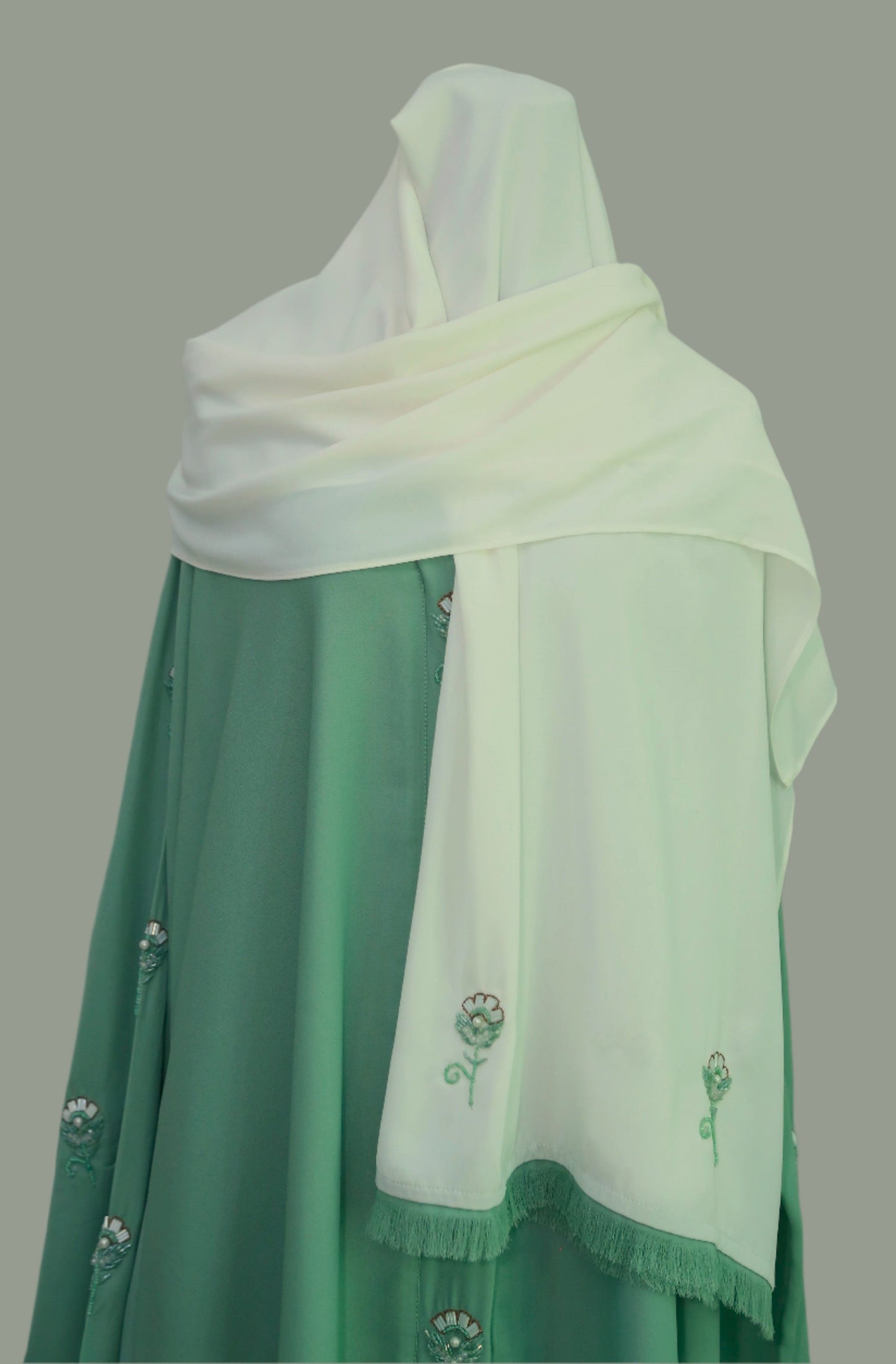 Formal Abaya - Mint and White