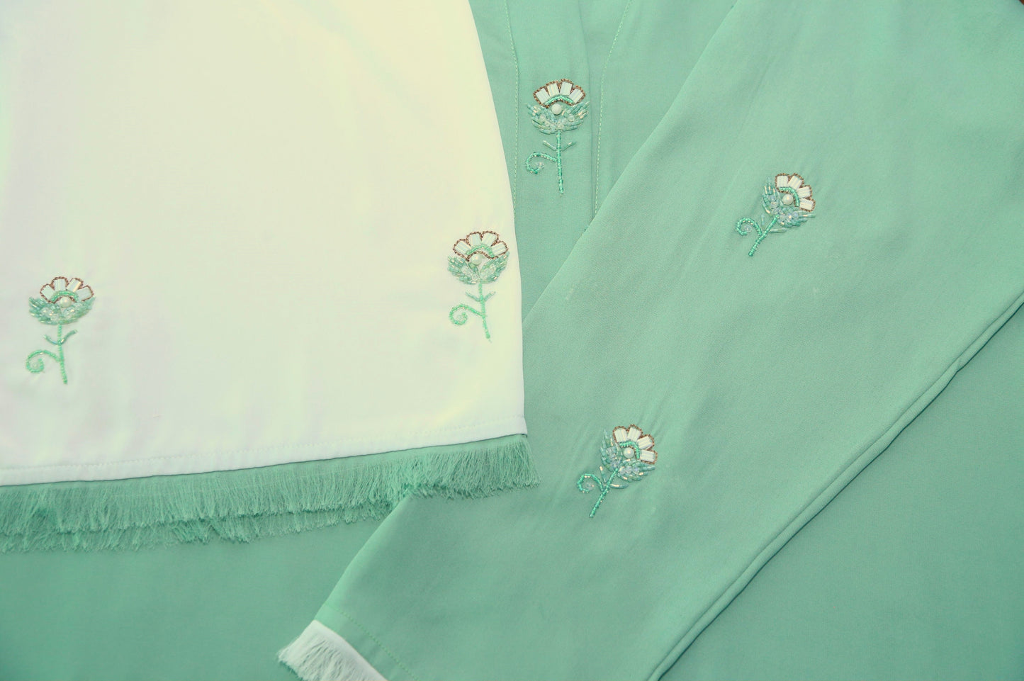 Formal Abaya - Mint and White