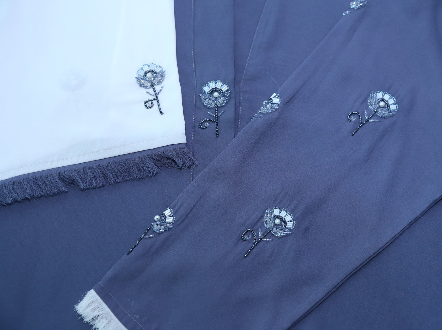 Formal Abaya - Grey and White