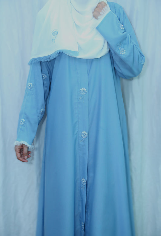 Formal Abaya - Sky blue and White