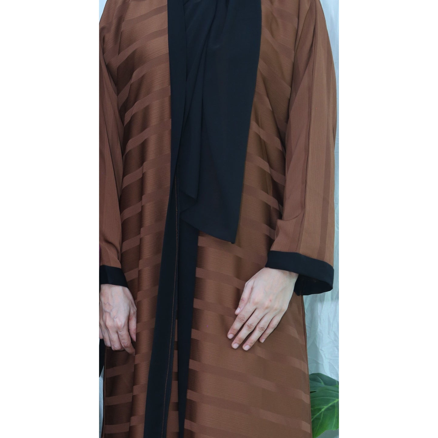 Stylish Abaya - DEEP CAMEL & BLACK