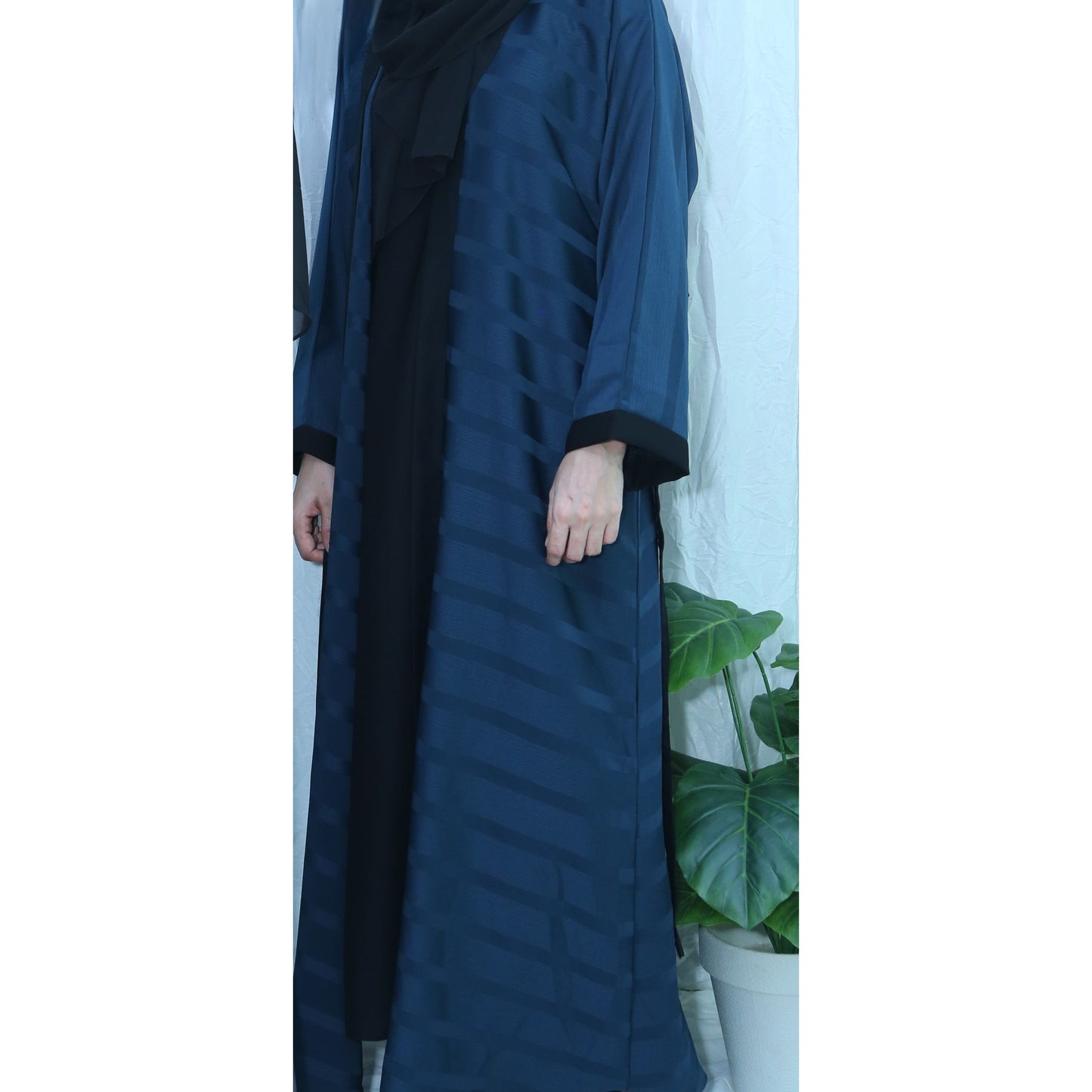 Stylish Abaya - DEEP SEA GREEN & BLACK