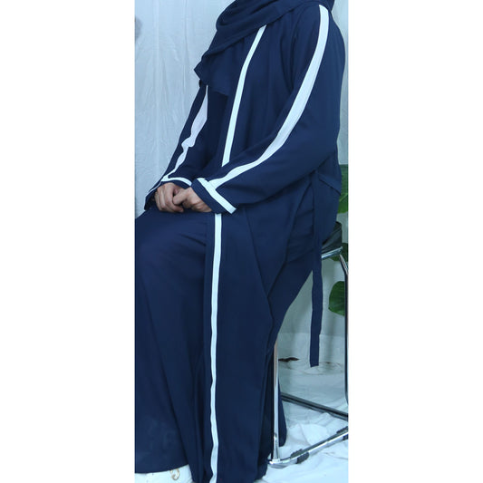 Abaya - Navy Blue and White