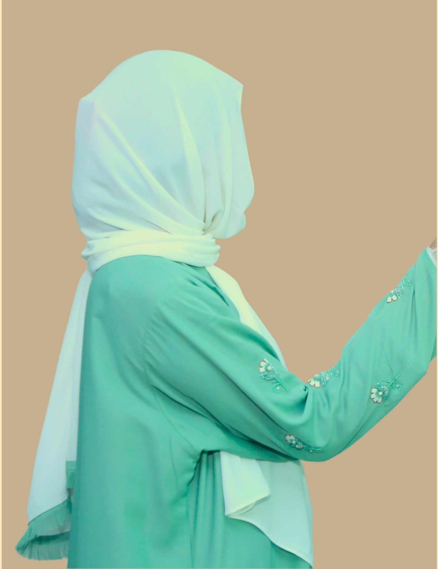 Formal Abaya - Mint and White