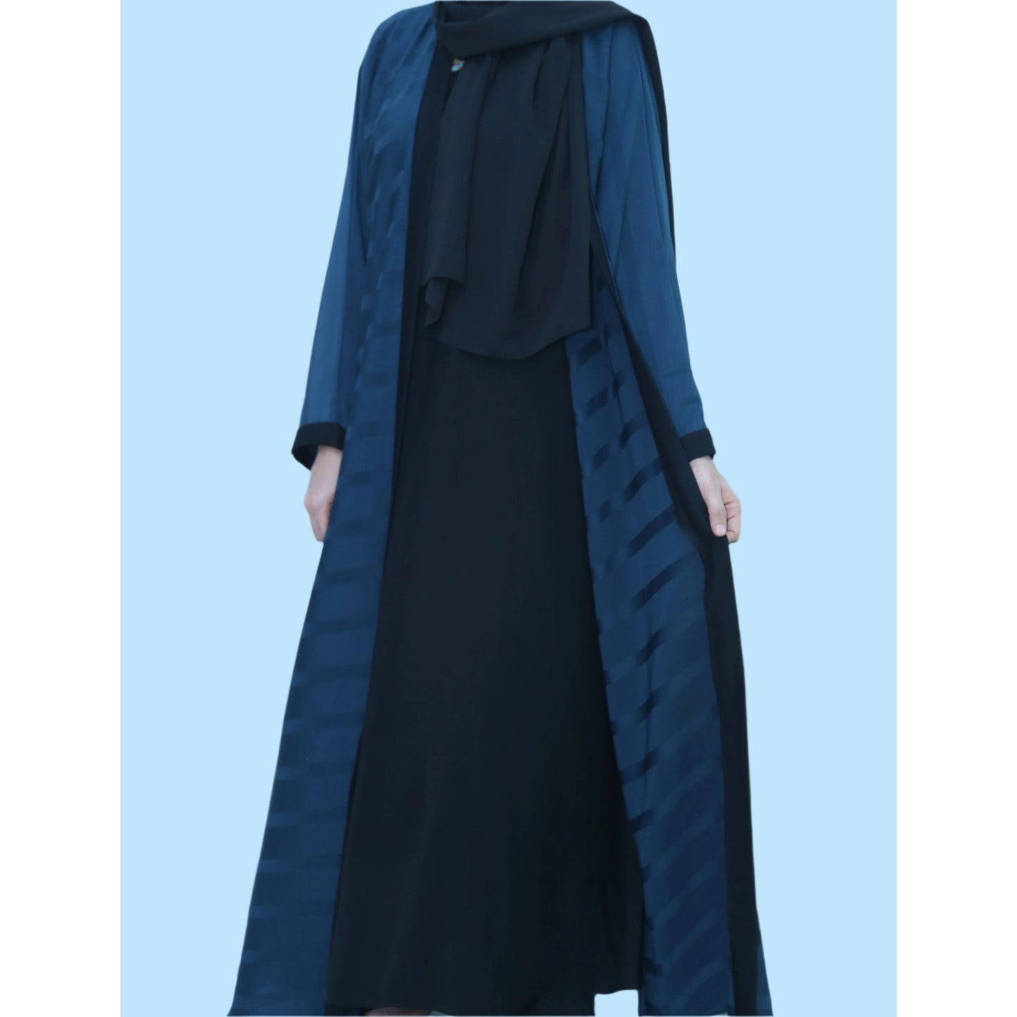 Stylish Abaya - DEEP SEA GREEN & BLACK