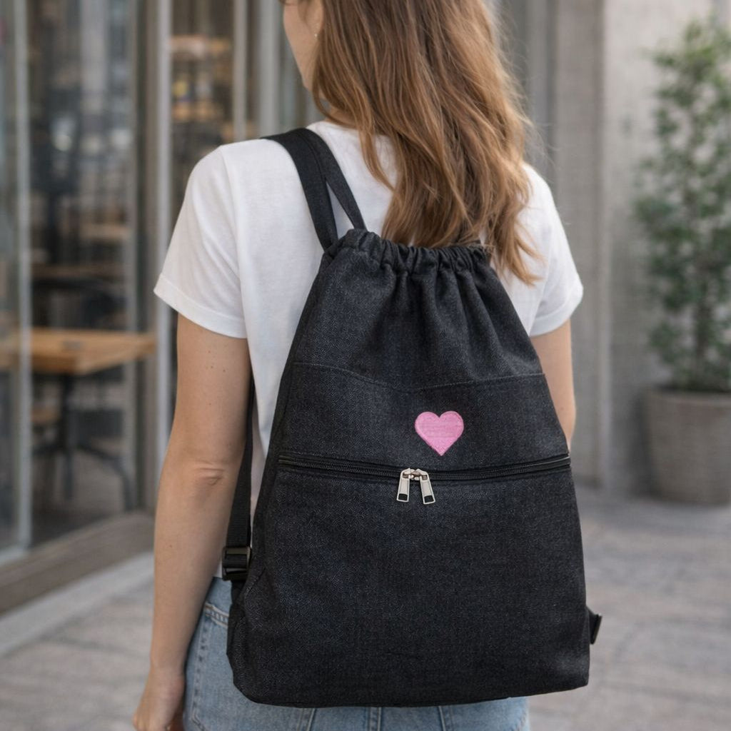 BLACK Backpack for Girls - Lightweight Casual Mini Gym & Travel Bag