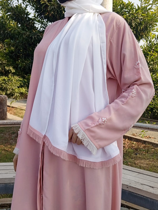 Formal Abaya - Pink and White